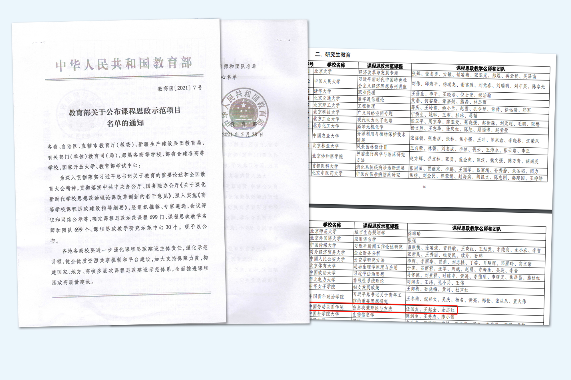 我校获批教育部研究生教育课程思政示范课程项目