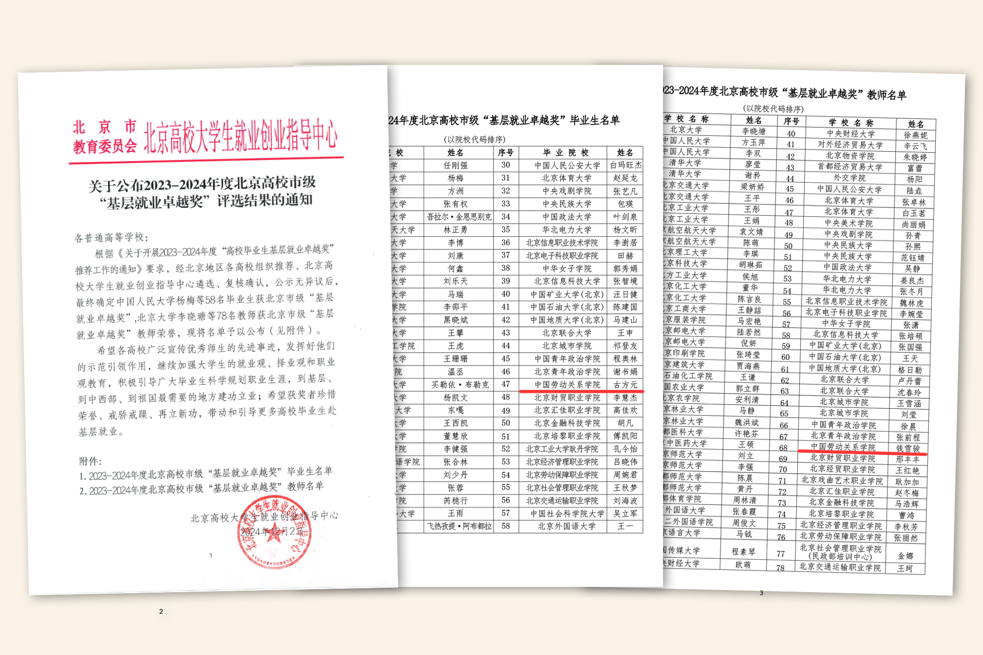 我校师生荣获2023—2024年度北京高校市级“基层就业卓越奖”