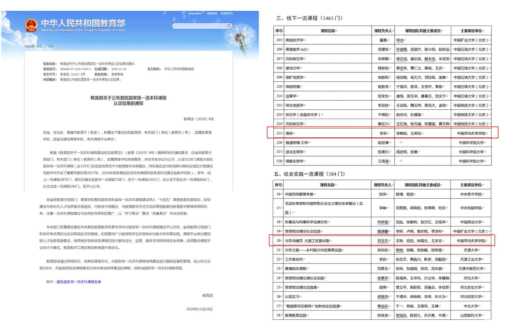 我校两门课程喜获首批国家级一流本科课程认定